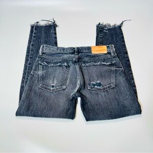 Moussy Vintage jeans Buttonfly Straight Ankle Crop jeans dark gray women size 26